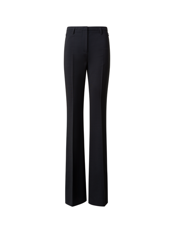 Designer Bootcut Hose aus Woll-Doubleface - Schwarz