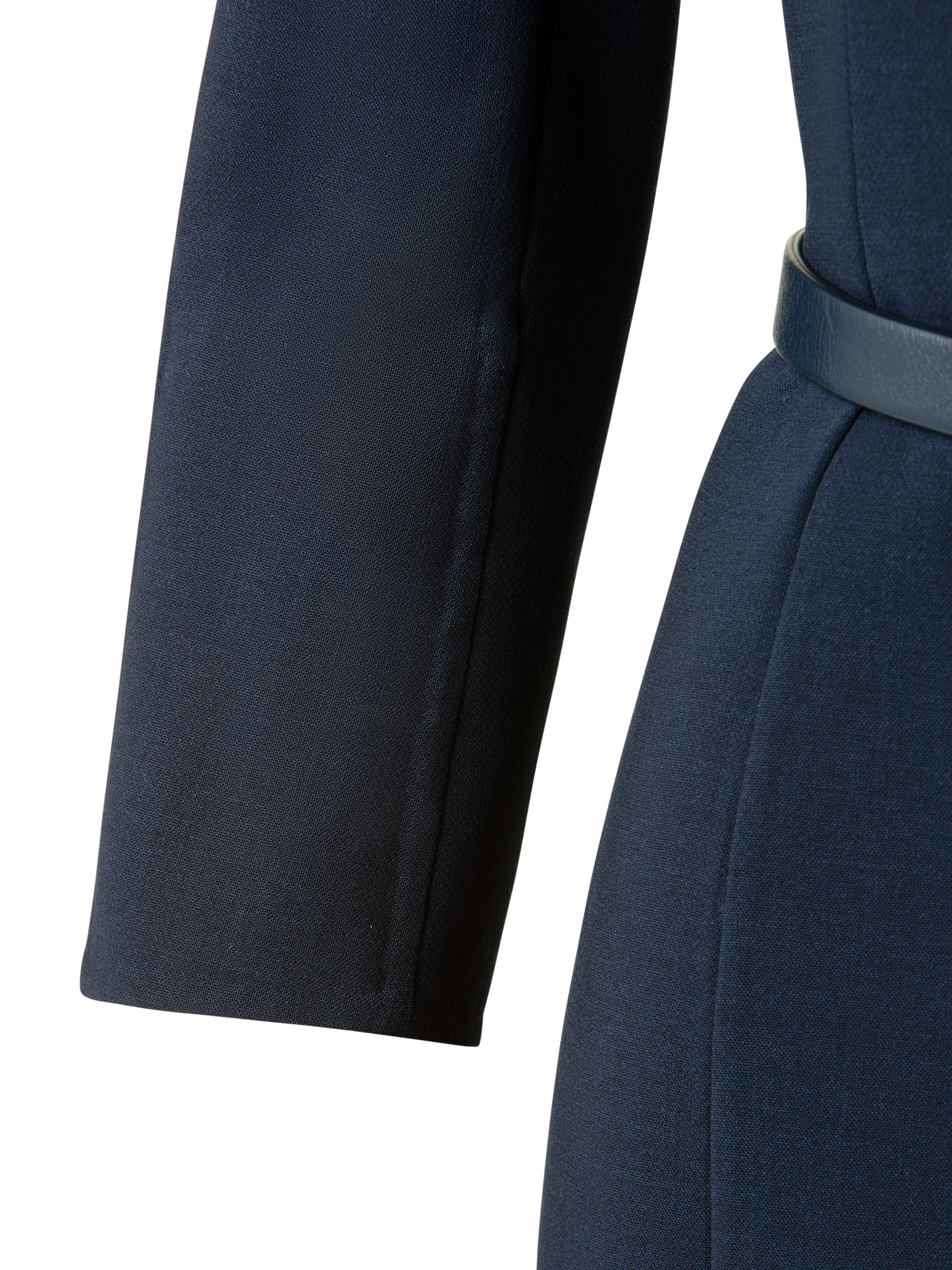 Designer Etuikleid aus Woll-Doubleface mit Stehkragen - Dunkelblau - Blau