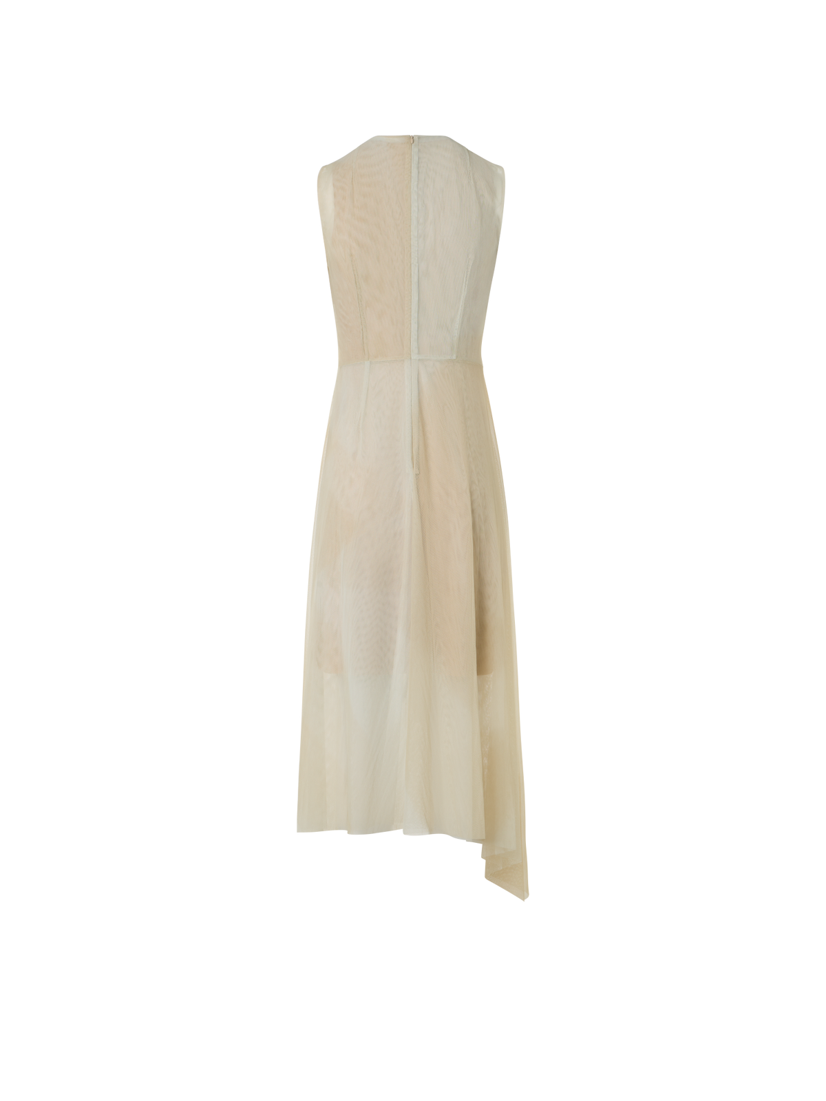 Designer Transparentes Tüll-Kleid mit Chiaroscuro Druck - Beige