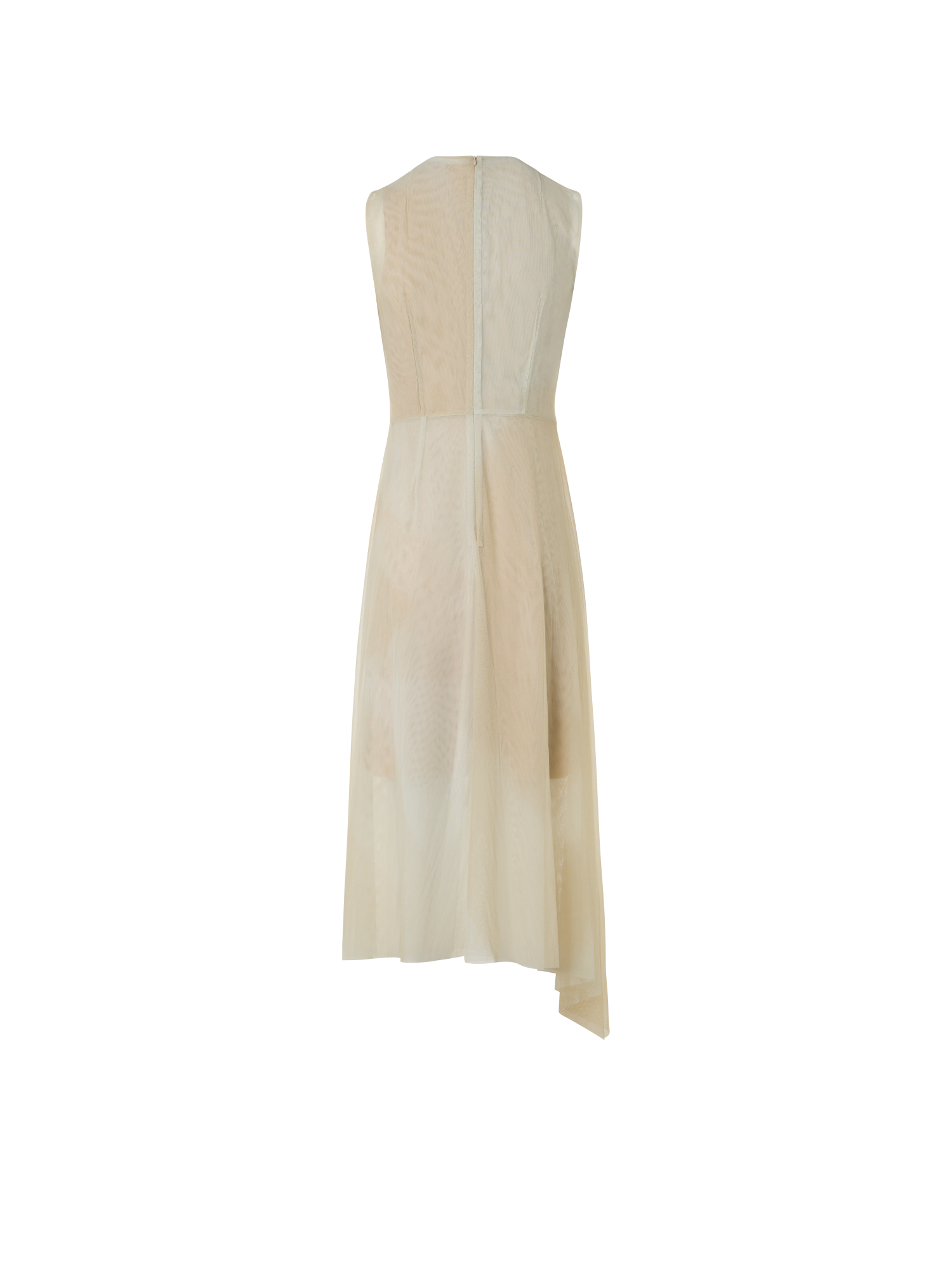 Designer Transparentes Tüll-Kleid mit Chiaroscuro Druck - Beige