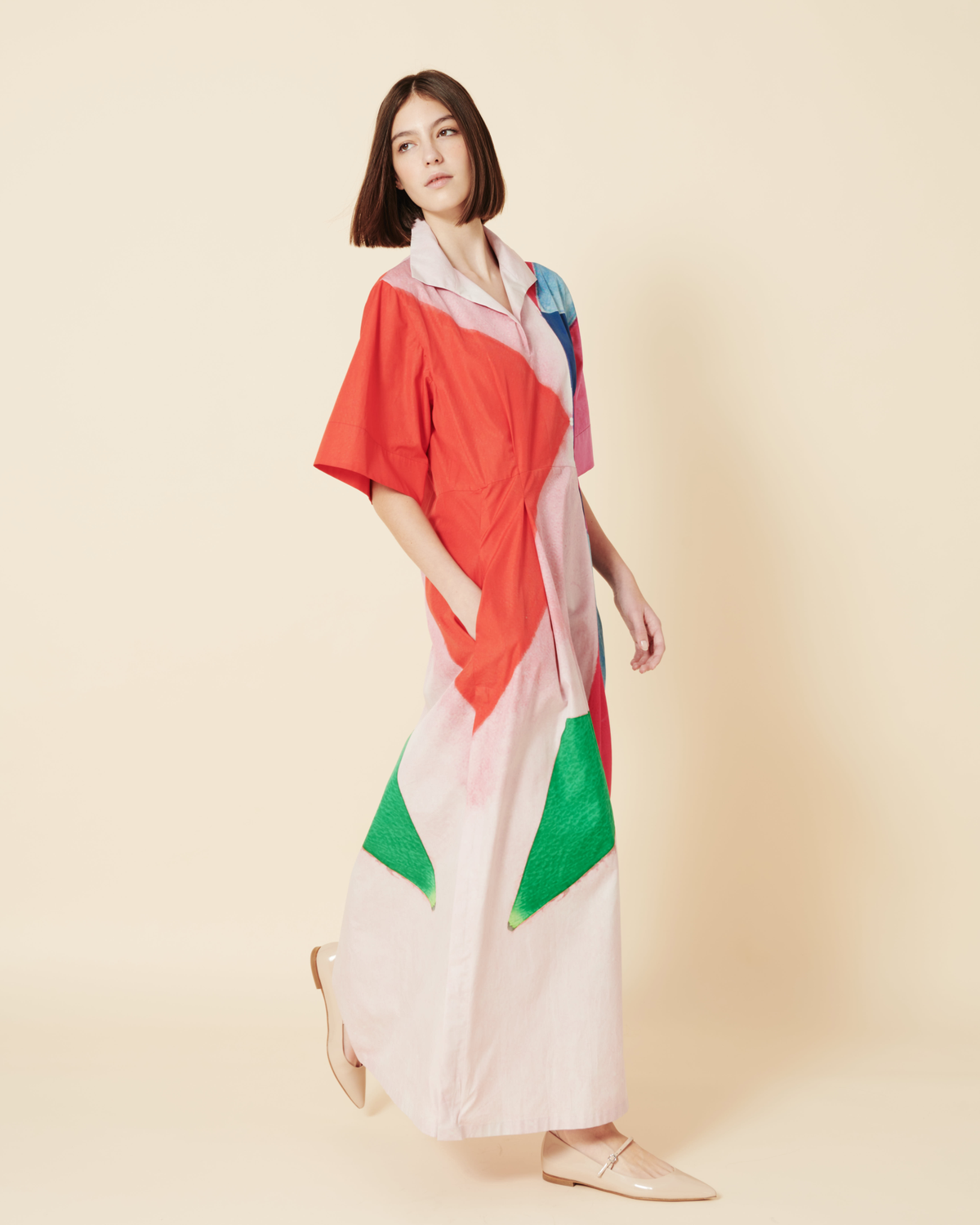 Designer Langes Hemdblusenkleid mit Spectra Druck - Bunt #editorial