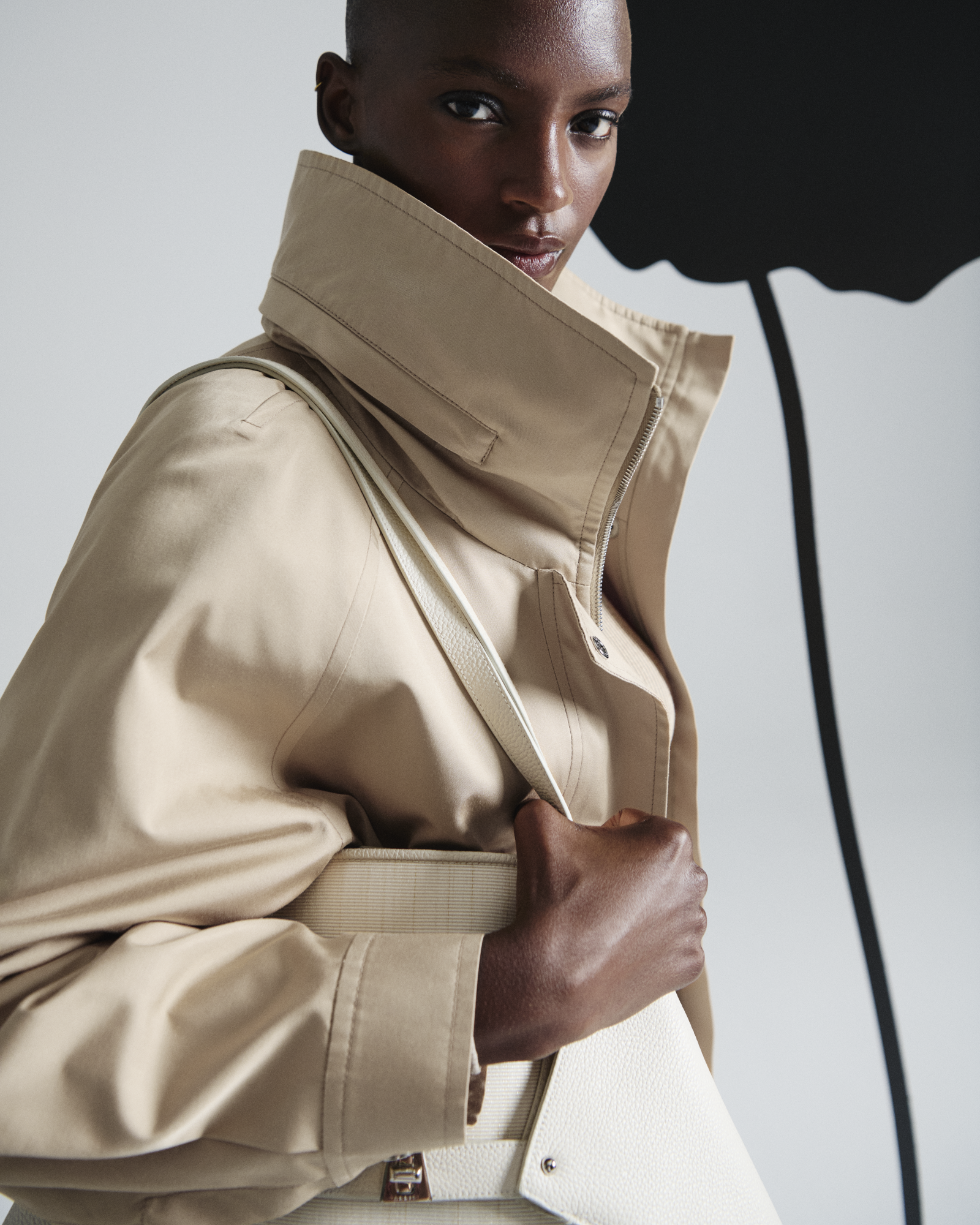 Designer Wasserfester Oversize-Seiden-Parka - Beige 