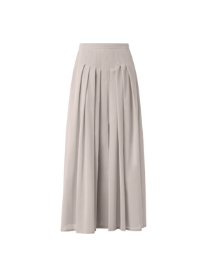 Designer A-Linien-Midirock aus plissierter Baumwolle - Grau - Beige