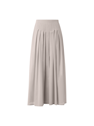 Designer A-Linien-Midirock aus plissierter Baumwolle - Grau - Beige