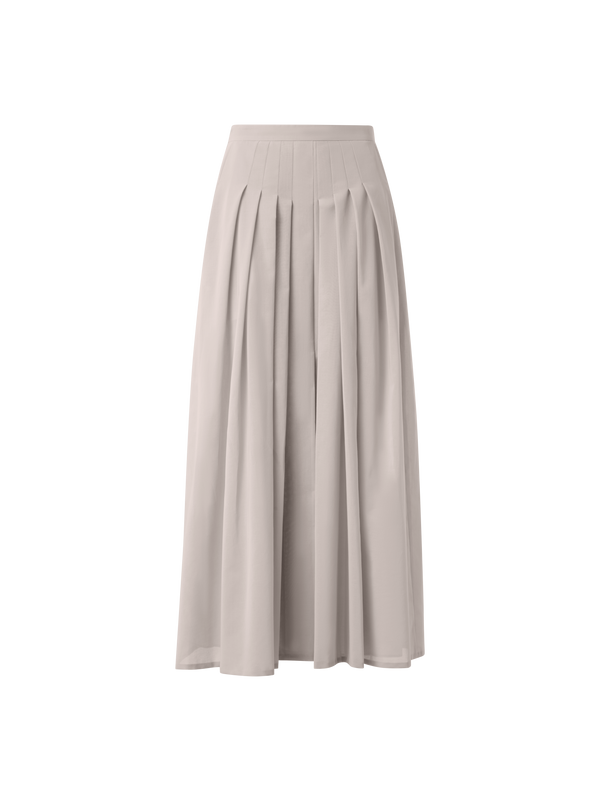 Designer A-Linien-Midirock aus plissierter Baumwolle - Grau - Beige