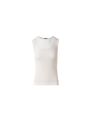 Designer Stricktop aus halbtransparenter Baumwolle - Beige
