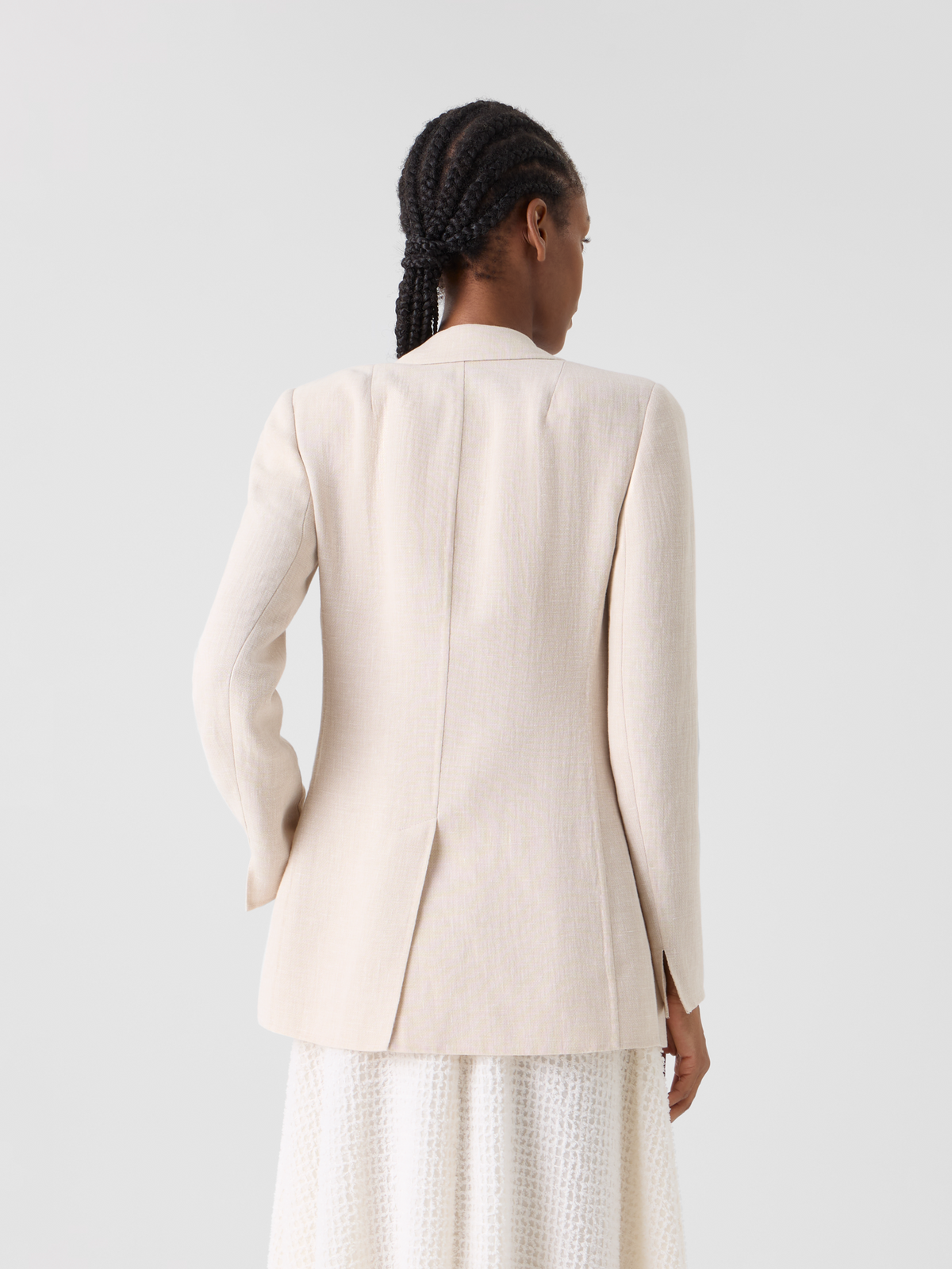 Designer Pekka lange Jacke aus Leinen-Woll-Doubleface - Beige #editorial