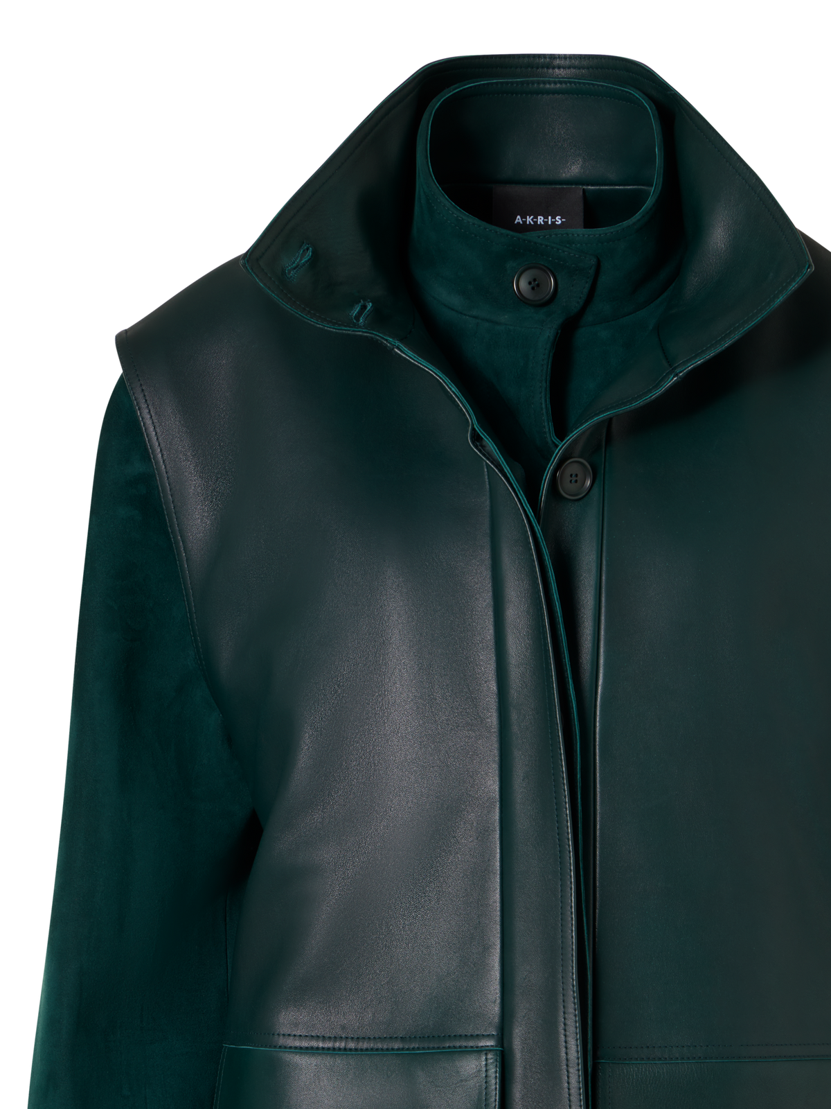Designer Veloursleder-Blouson mit Nappaleder-Gilet - Grün