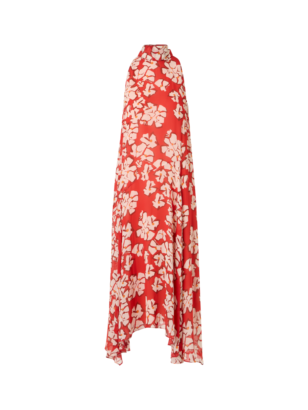 Designer Ärmelloses Midi-Kleid mit Papercut Flower Print - Rot