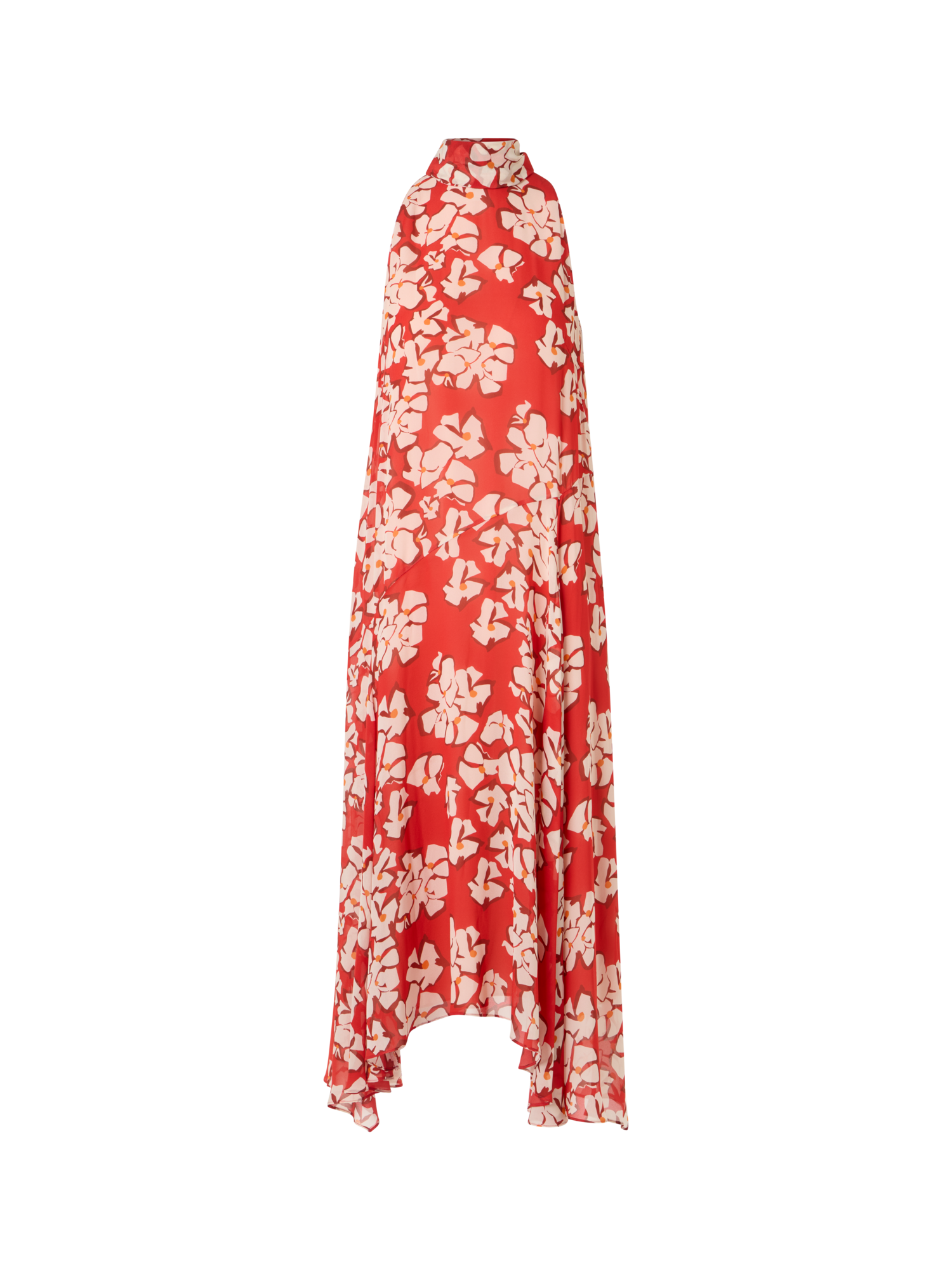 Designer Ärmelloses Midi-Kleid mit Papercut Flower Print - Rot