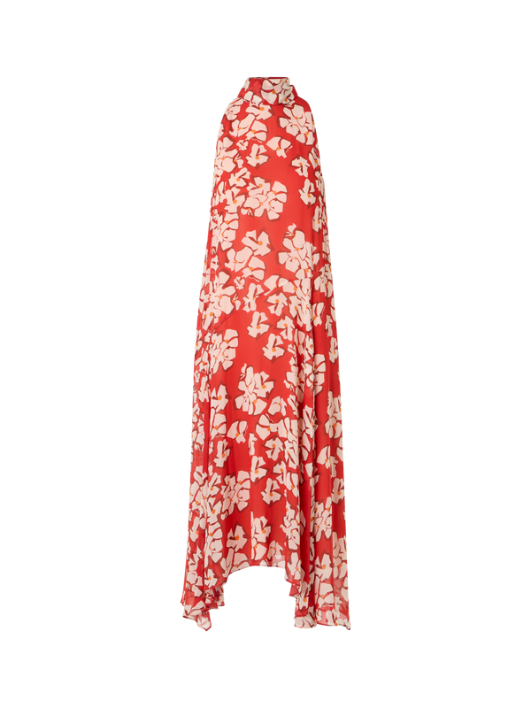 Designer Ärmelloses Midi-Kleid mit Papercut Flower Print - Rot