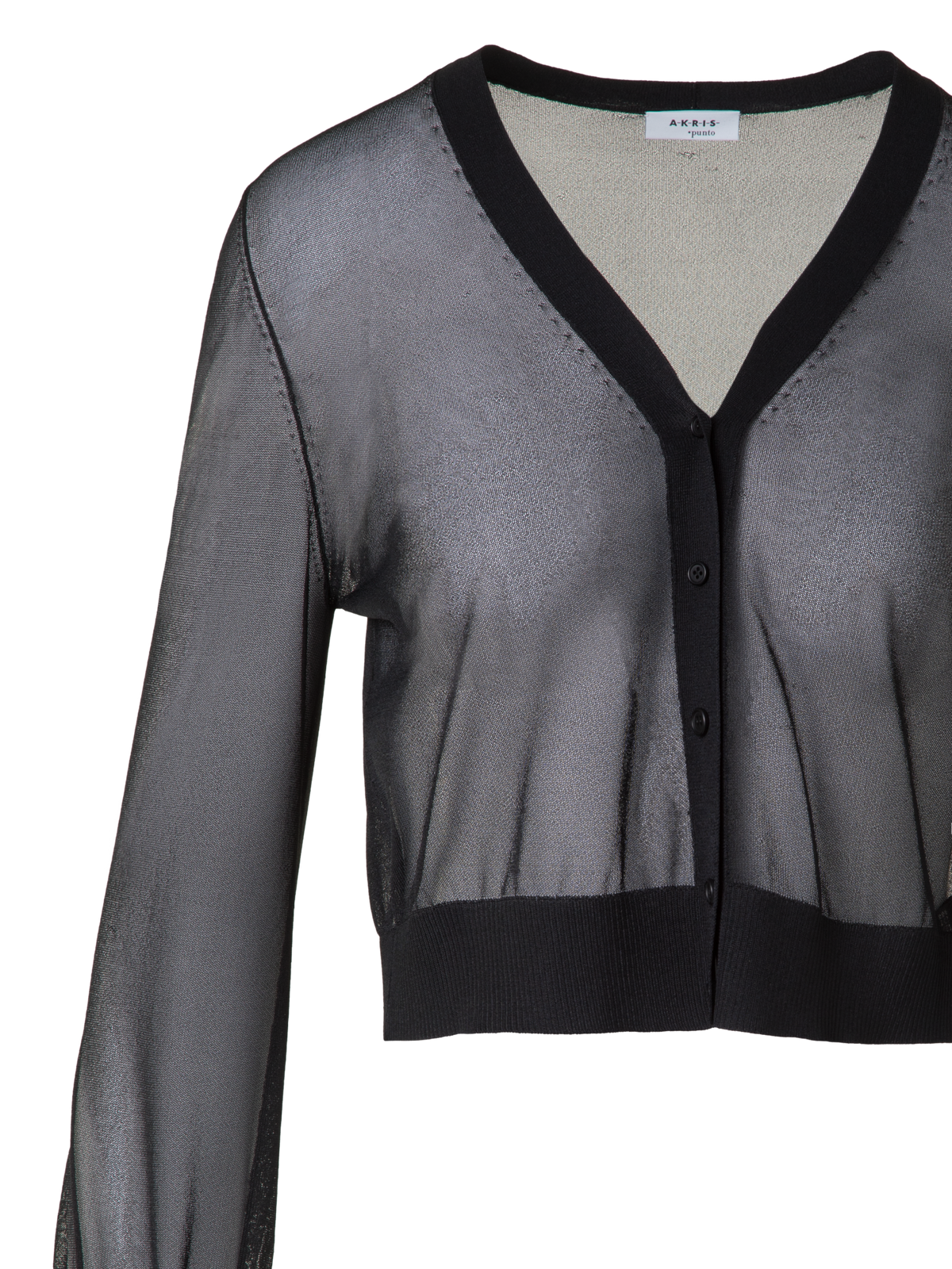 Designer Transparenter Cardigan mit Volumenärmeln - Schwarz