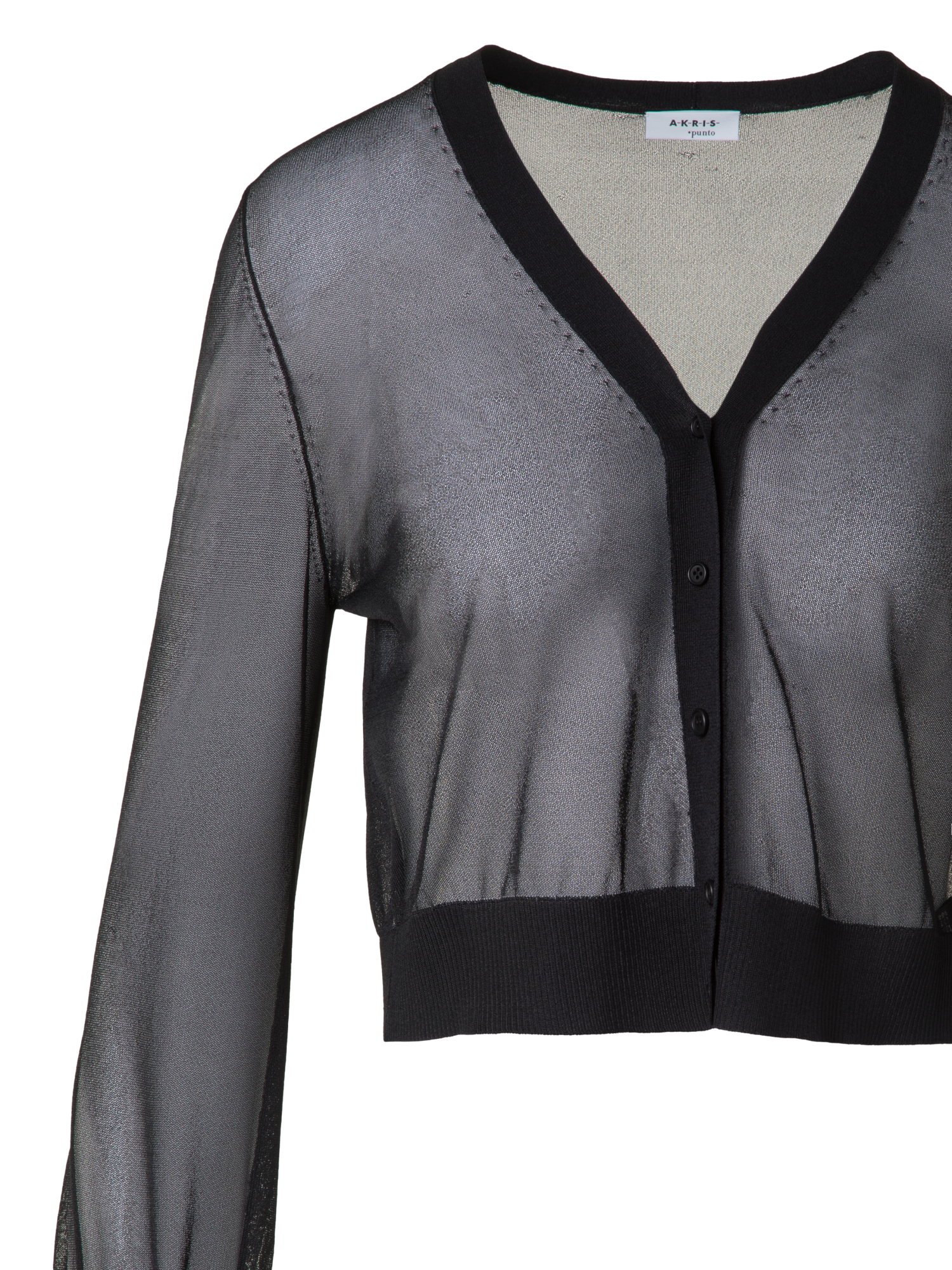 Designer Transparenter Cardigan mit Volumenärmeln - Schwarz
