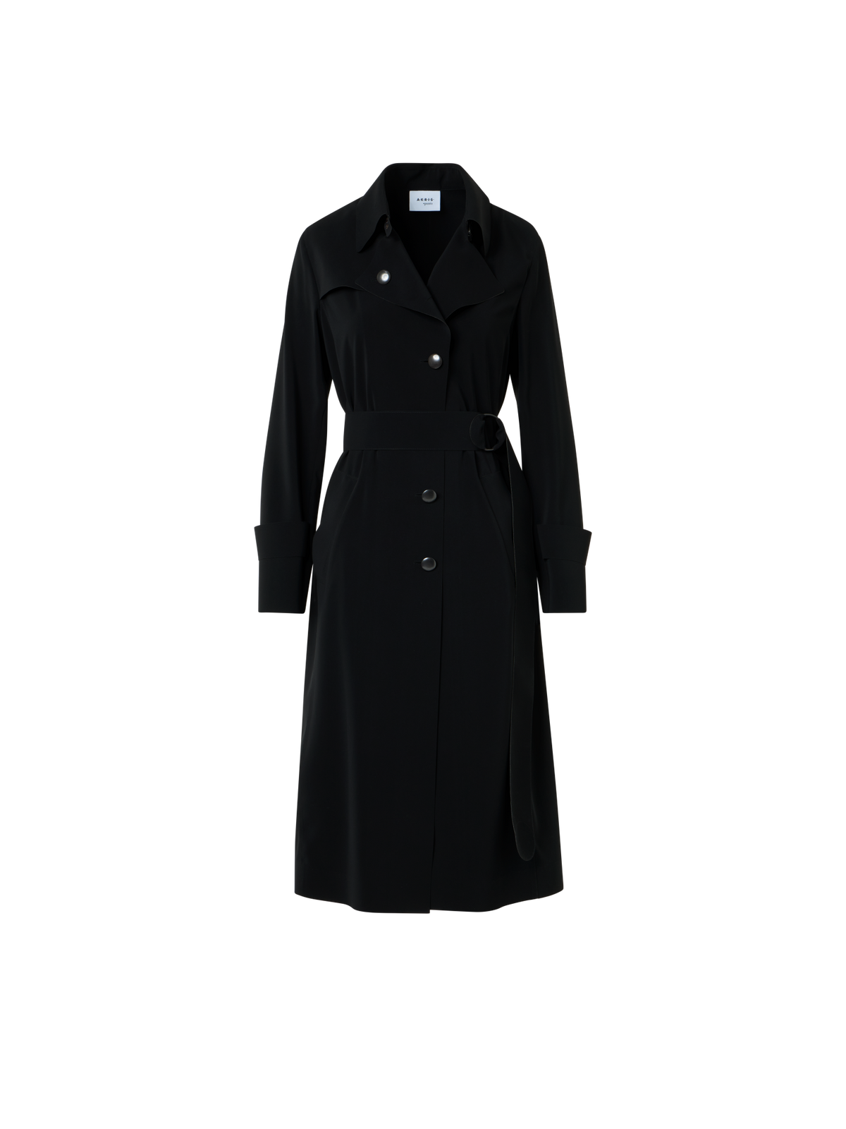 Designer Laser-Cut Trenchcoat aus Crêpe - Schwarz