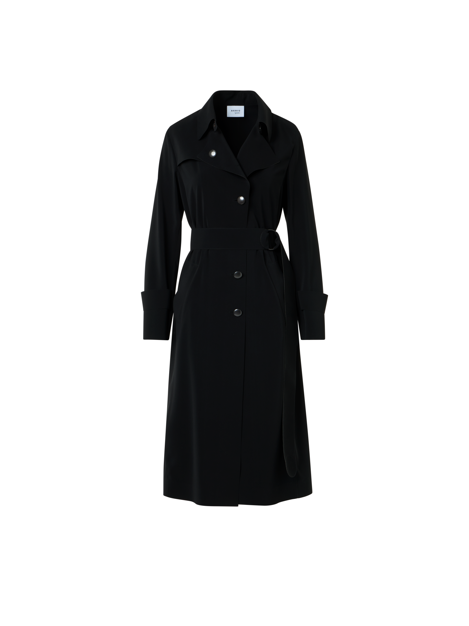 Designer Laser-Cut Trenchcoat aus Crêpe - Schwarz