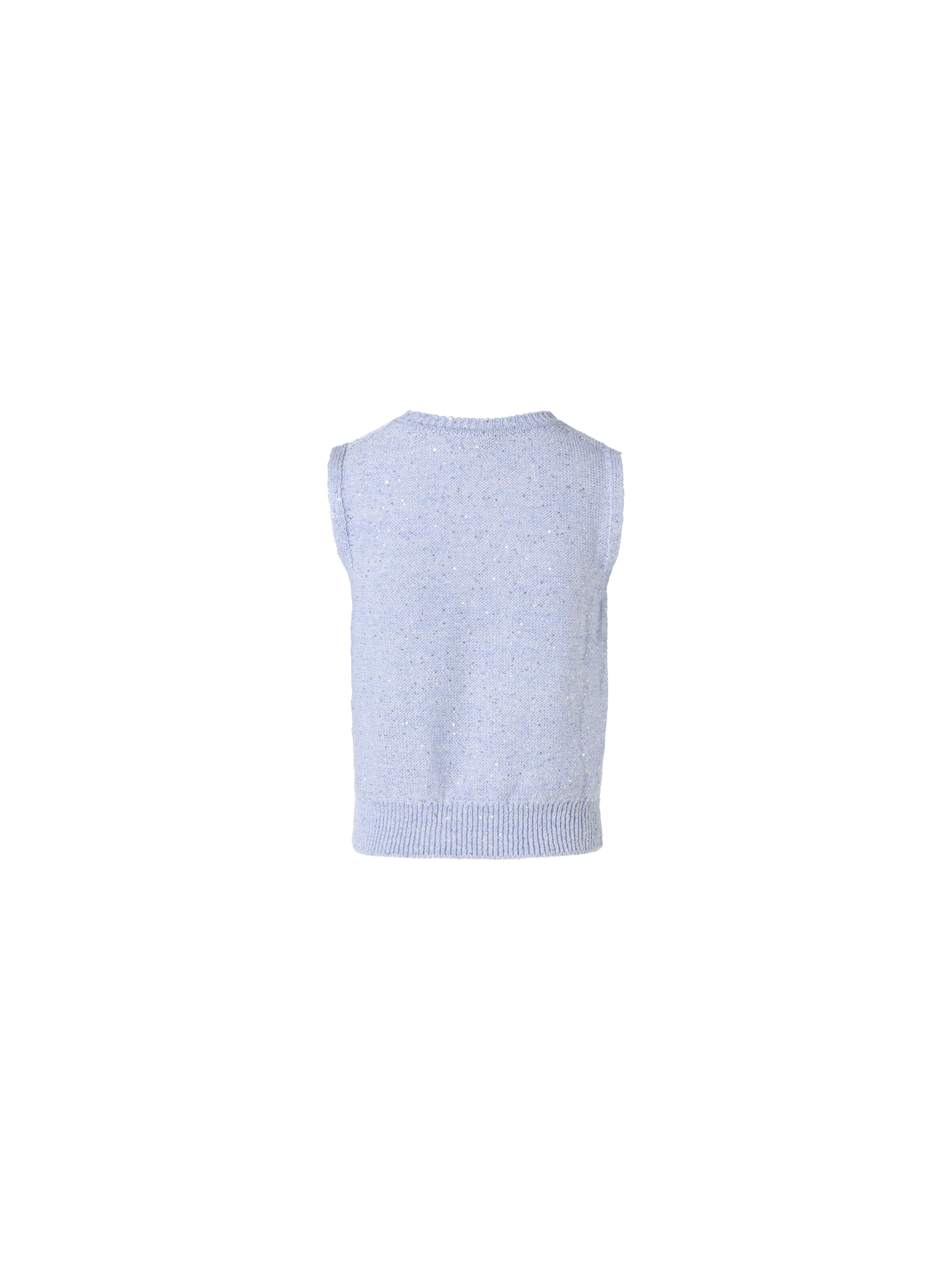 Designer Ärmelloses Strickoberteil aus Leinen und Baumwolle mit Pailletten - Blau