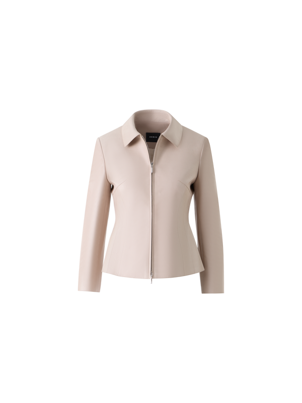 Designer Hecate kurze taillierte Lederjacke - Beige