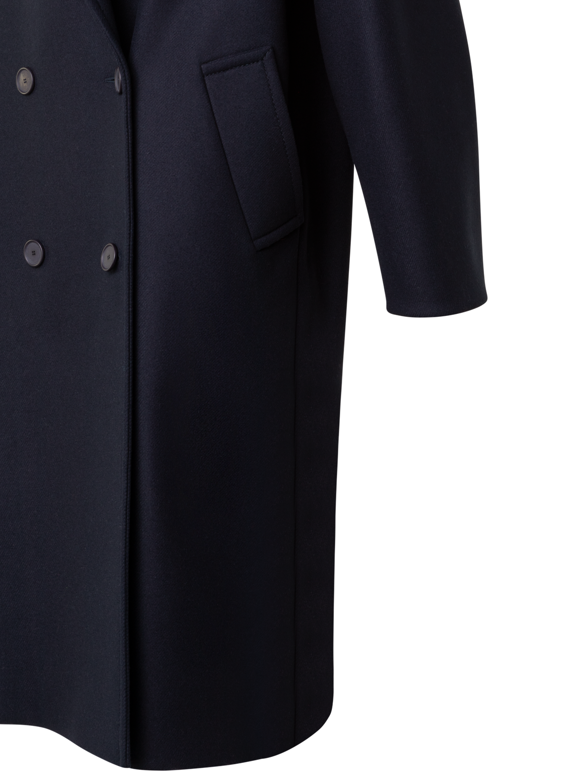 Designer Zweireihiger Langer Wollmantel - Dunkelblau - Blau