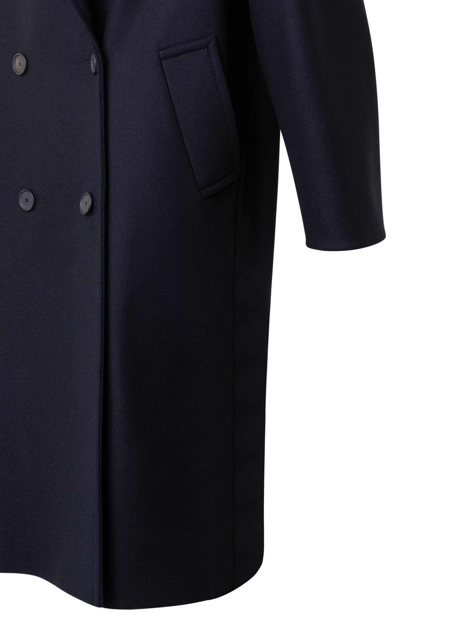 Designer Zweireihiger Langer Wollmantel - Dunkelblau - Blau