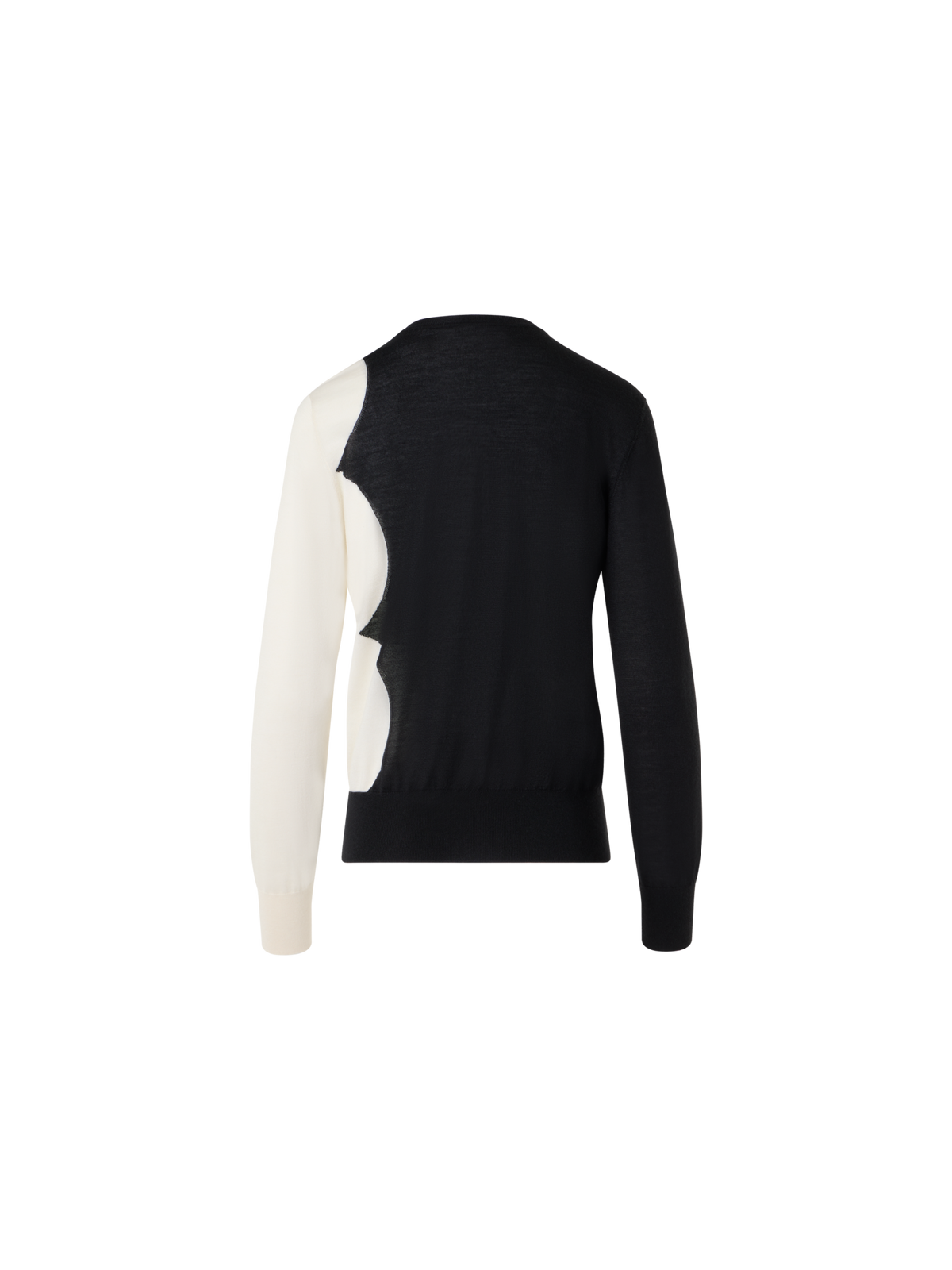Designer Langarm-Pullover aus Kaschmir-Seide mit Cloud-Intarsie - Schwarz