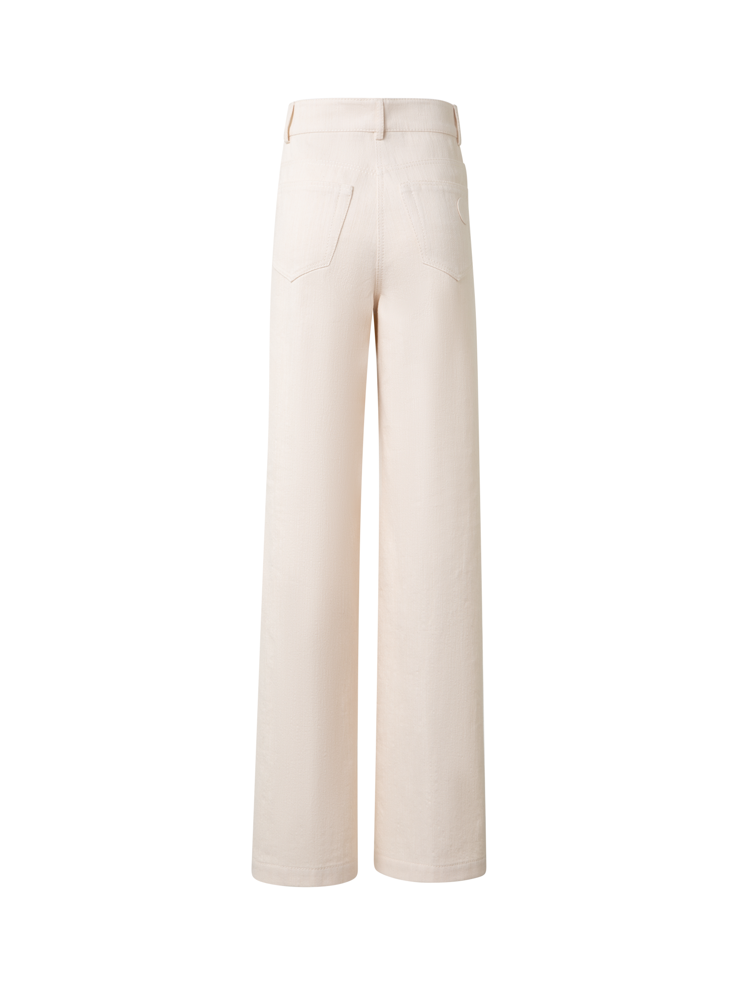 Designer Weite Hose aus Baumwoll-Woll-Denim-Stretch - Beige