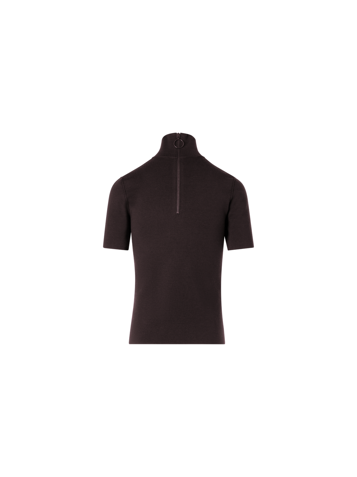 Designer Kurzarm-Pullover aus Woll-Milano-Strick - Braun