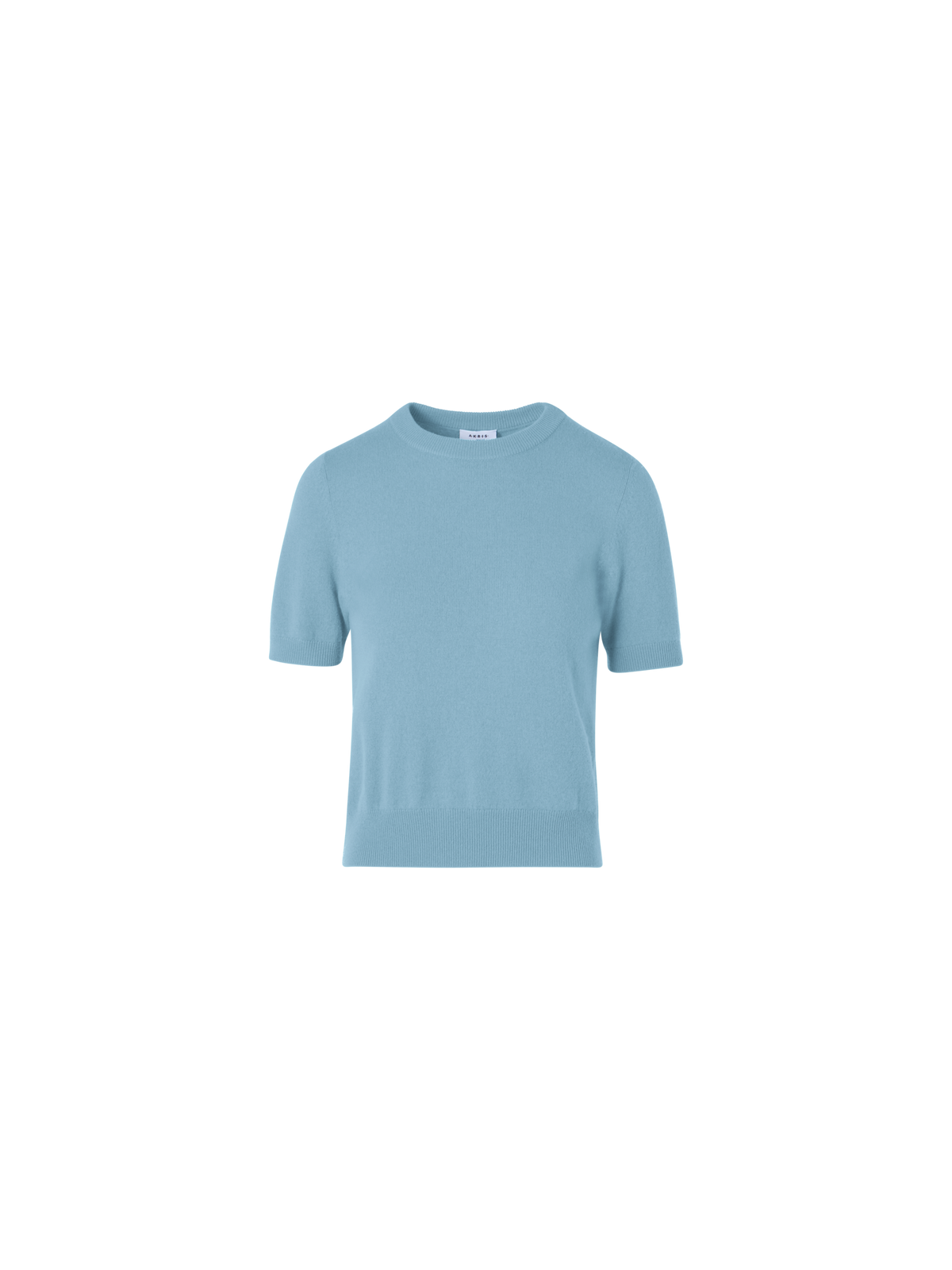 Designer Kurzarm-Pullover aus Wolle-Kaschmir - Blau