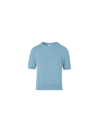 Designer Kurzarm-Pullover aus Wolle-Kaschmir - Blau