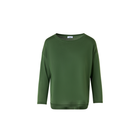 Bracelet-Sleeve Merino Wool Knit Pullover