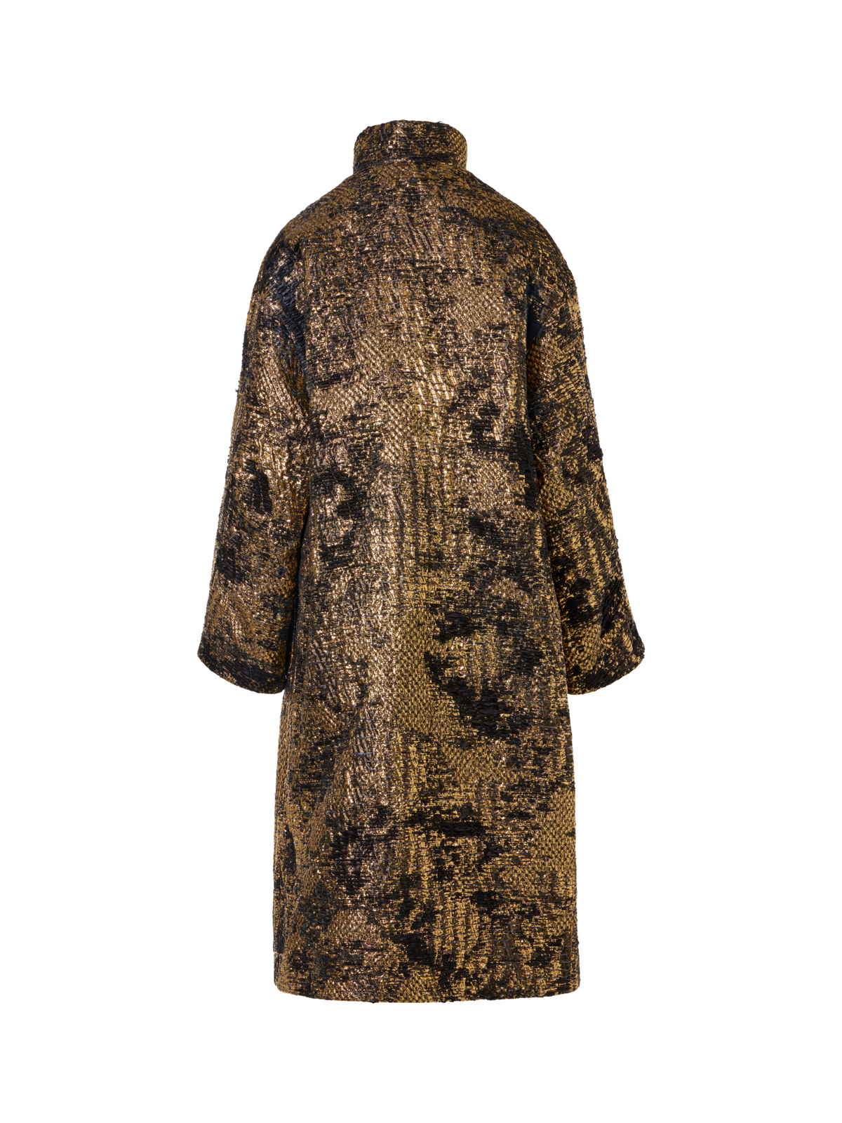 Designer Oversize-Mantel in Fragmented Jacquard - Schwarz - Bunt - Gold