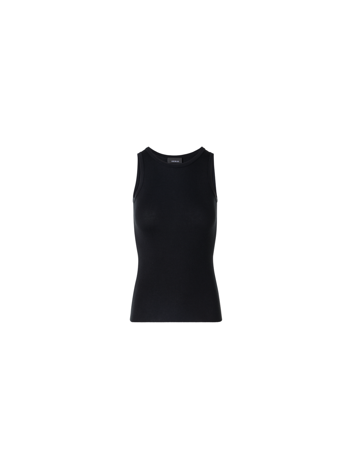 Designer Ärmelloses geripptes Seidenstrick-Top - Schwarz