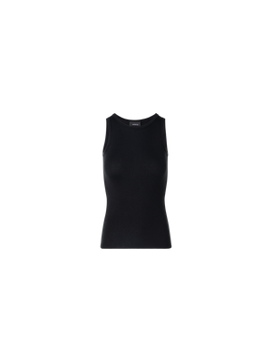 Designer Ärmelloses geripptes Seidenstrick-Top - Schwarz