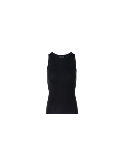 Designer Ärmelloses geripptes Seidenstrick-Top - Schwarz