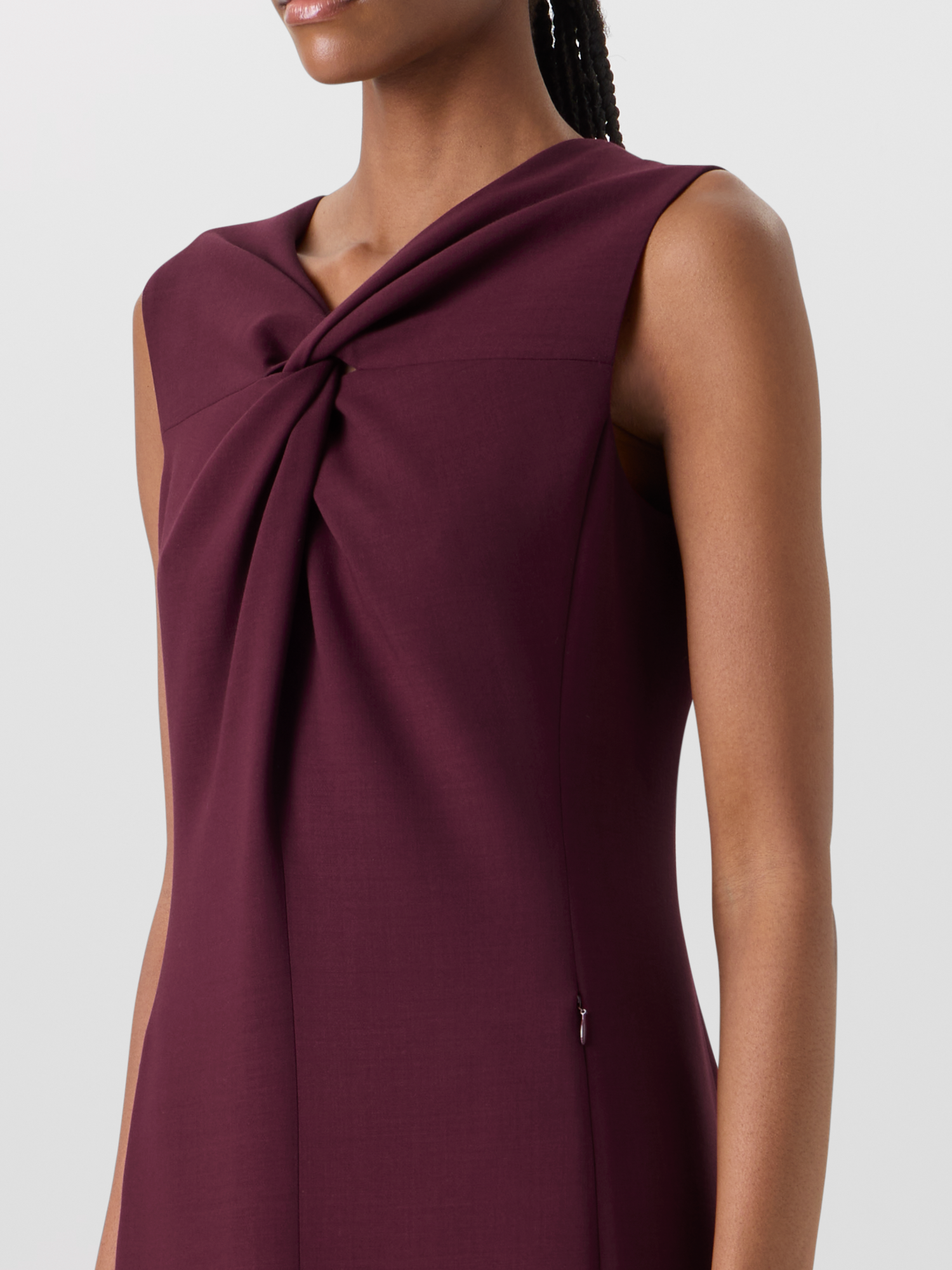 Designer Midikleid aus Woll-Double-Face mit Knotendetail - Rot 