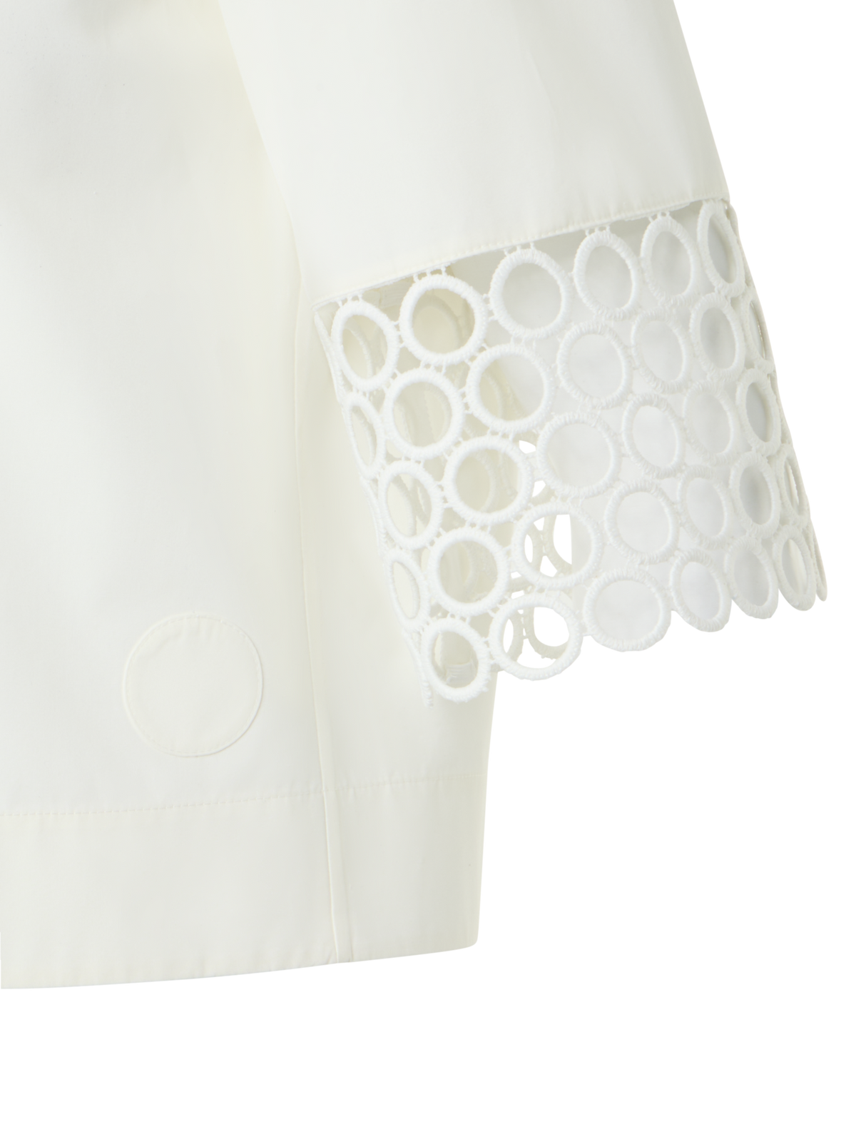Designer Kastige Baumwollbluse mit Ösen-Guipure - Weiss