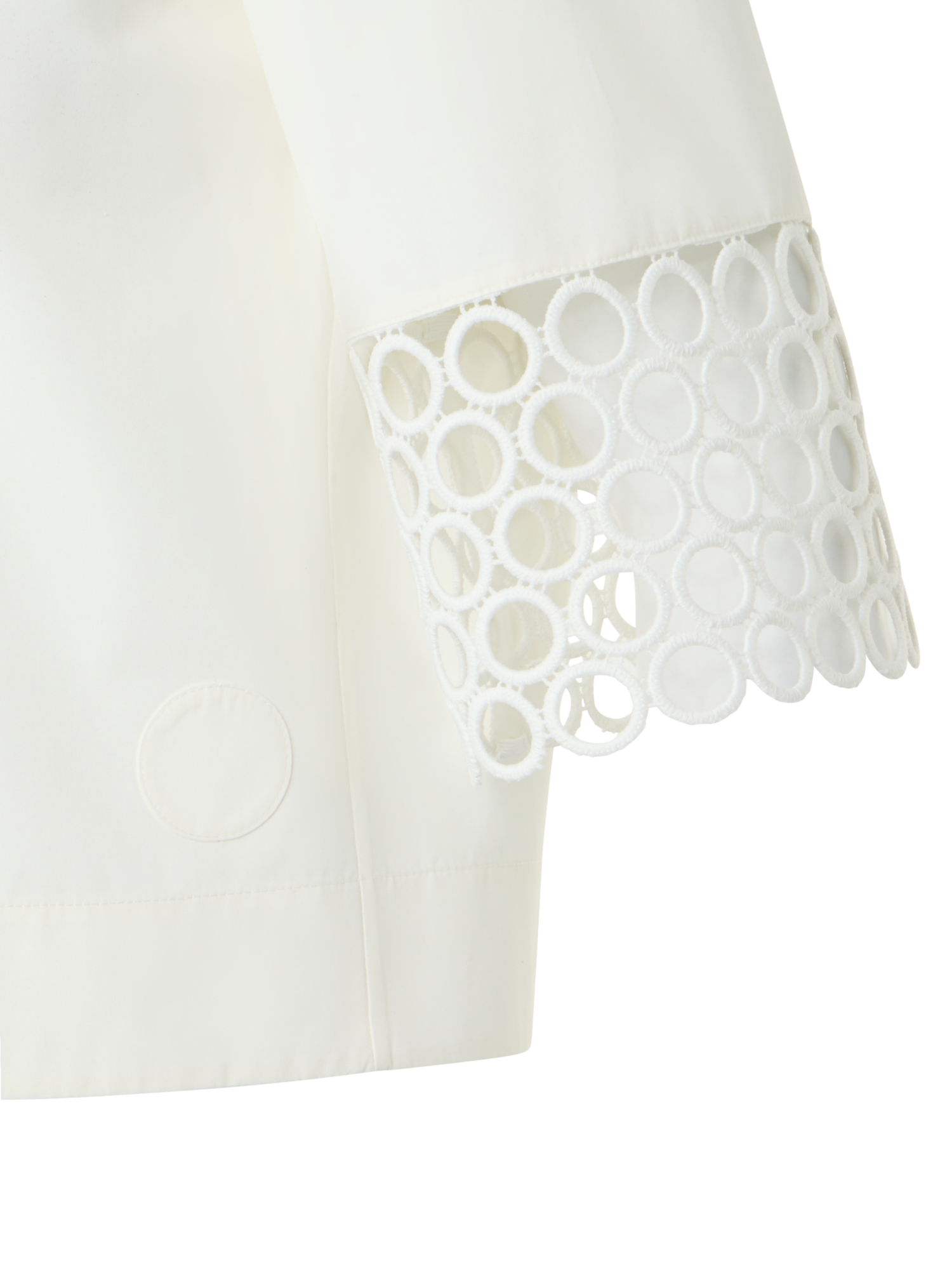 Designer Kastige Baumwollbluse mit Ösen-Guipure - Weiss