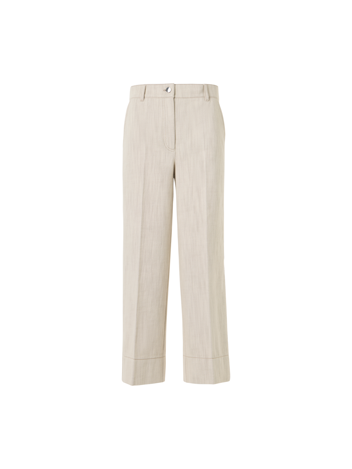Designer Verkürzte weite Denim-Hose mit hohem Bund - Ecru