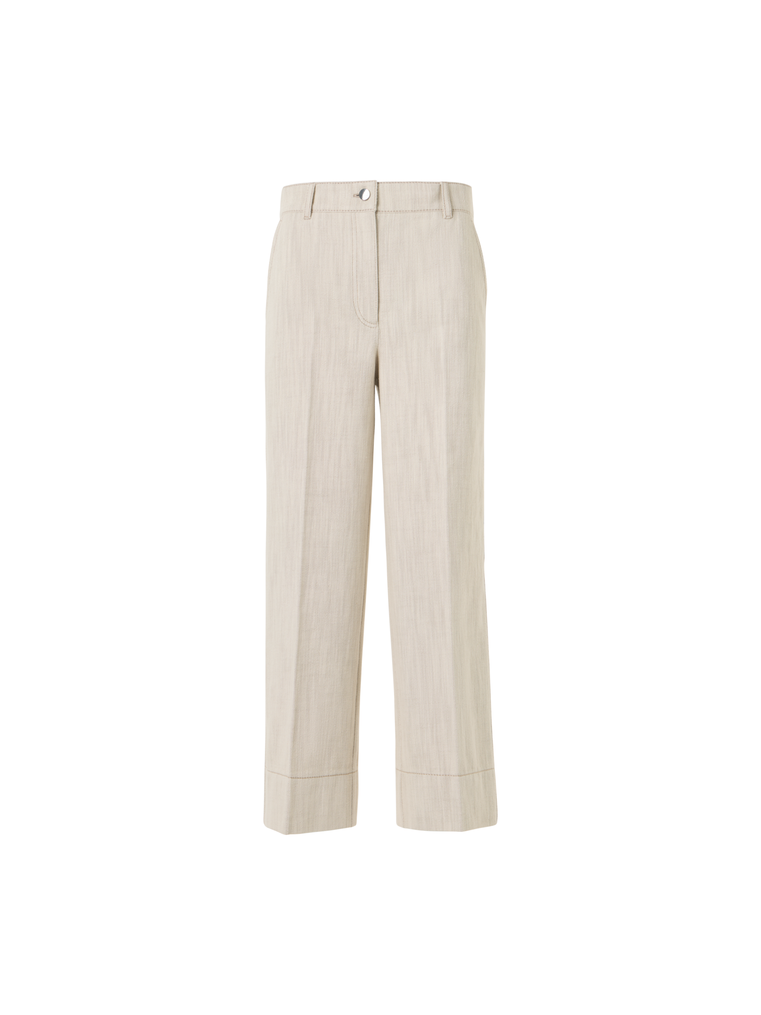 Designer Verkürzte weite Denim-Hose mit hohem Bund - Ecru