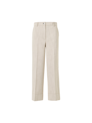 Designer Verkürzte weite Denim-Hose mit hohem Bund - Ecru