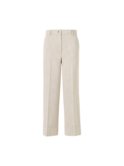 Designer Verkürzte weite Denim-Hose mit hohem Bund - Ecru