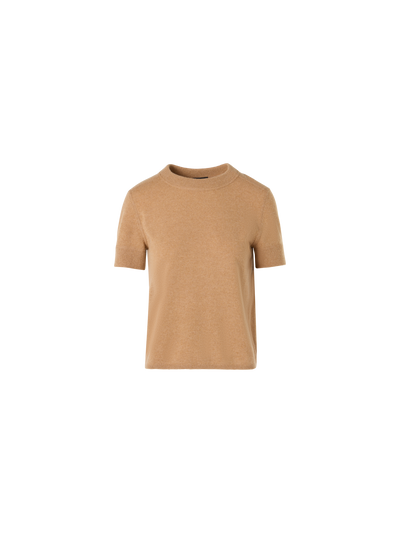 Designer Kurzärmeliger Strickpullover aus Kaschmir - Braun