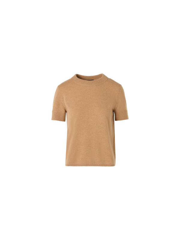 Designer Kurzärmeliger Strickpullover aus Kaschmir - Braun
