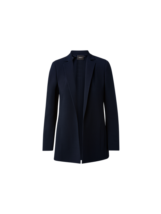 Designer Blazer aus Woll-Doubleface mit langem Revers - Schwarz - Dunkelblau - Blau