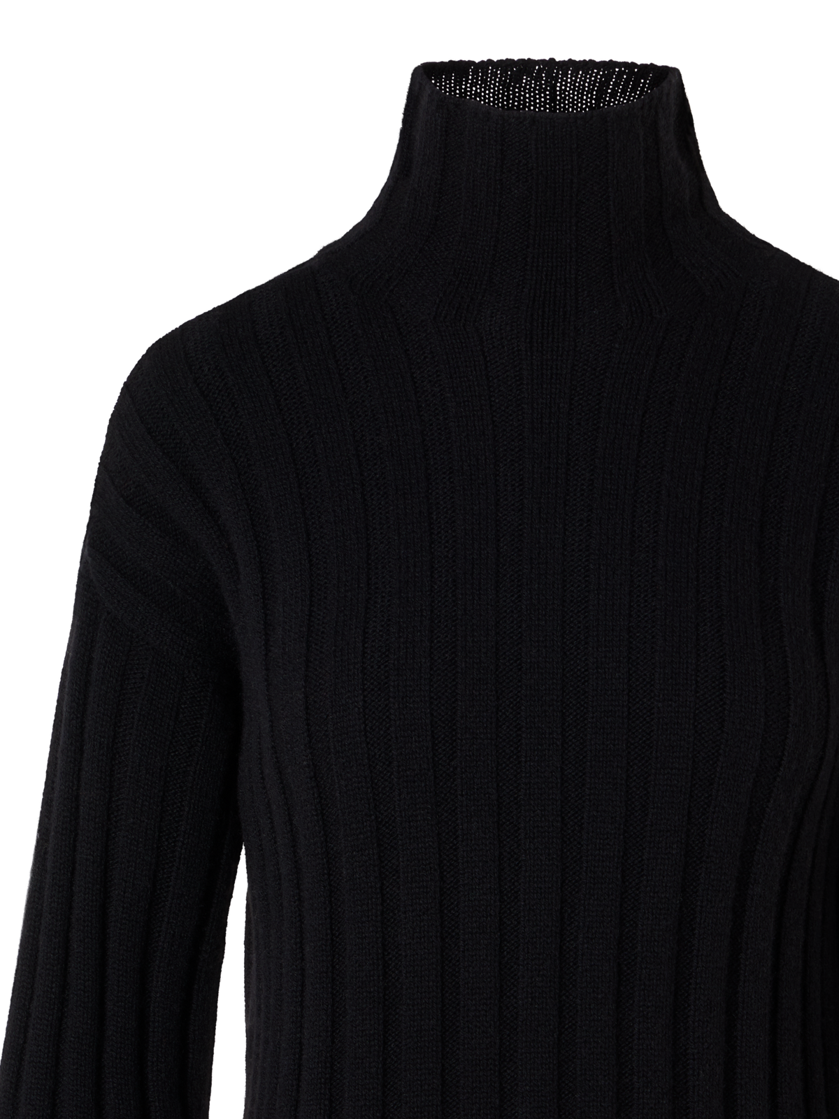 Designer Oversize Grobstrick-Pullover aus Yakwolle - Schwarz