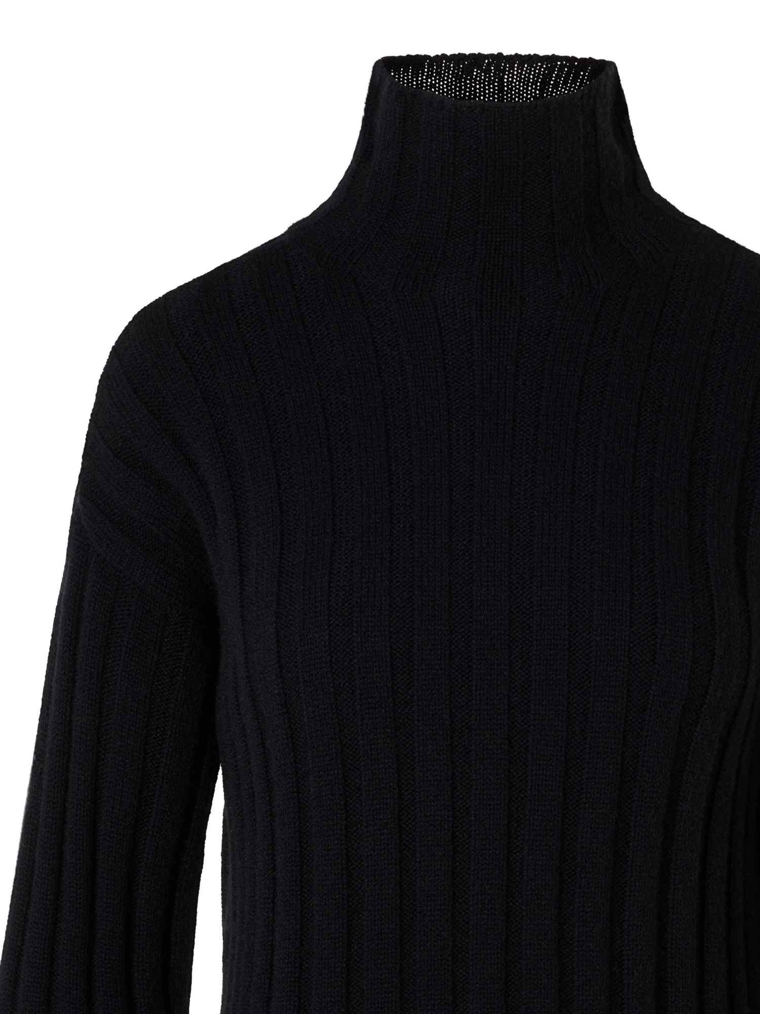 Designer Oversize Grobstrick-Pullover aus Yakwolle - Schwarz