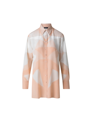 Designer Seiden-Tunika-Bluse mit Chiaroscuro Druck - Bunt - Rosa