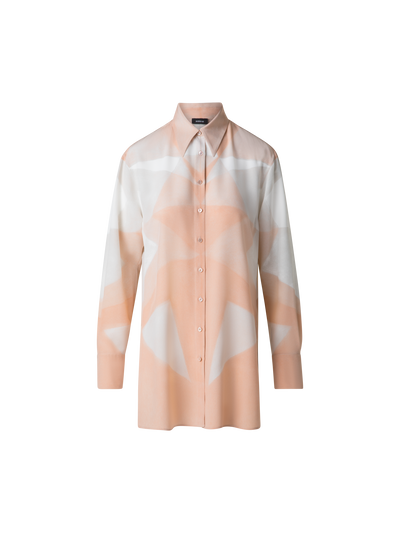 Designer Seiden-Tunika-Bluse mit Chiaroscuro Druck - Bunt - Rosa