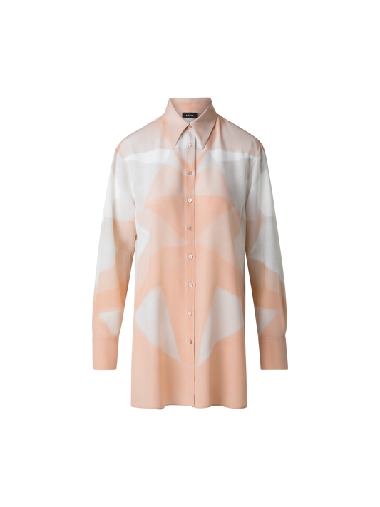 Designer Seiden-Tunika-Bluse mit Chiaroscuro Druck - Bunt - Rosa