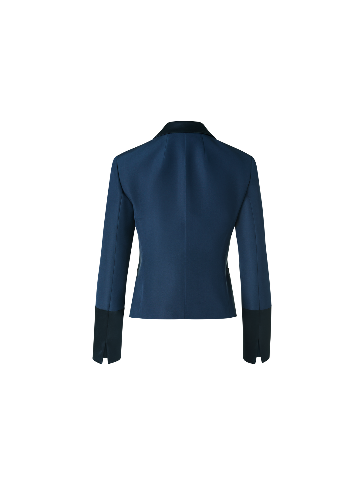 Designer Bi-Color Spitzrevers Ottoman Seiden Jacke - Dunkelblau - Blau - Bunt