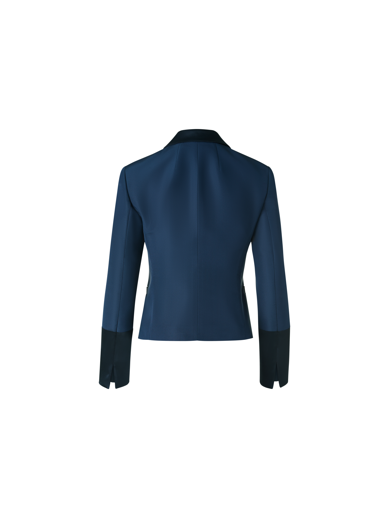 Designer Bi-Color Spitzrevers Ottoman Seiden Jacke - Dunkelblau - Blau - Bunt